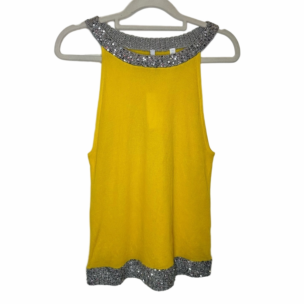 NWT IISLI Yellow Sequin Tiffany Top Size Large